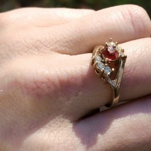 Vintage Ruby, Diamond and Gold Cocktail Ring- 7